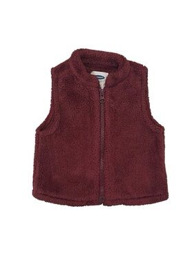Old Navy Girls 6-12 M Plush Vest High Pile Sherpa Sleeveless Jacket Burgundy